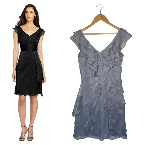 Adrianna Papell | Dresses | Adrianna Papell Dress Womens 6 Fairy Sleeveless  Tiered V Neck Iridescent Purple | Poshmark
